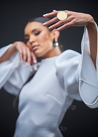 FREYA FULL MOON HAMMERED RING